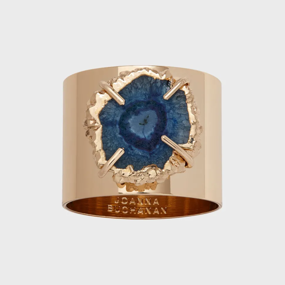 Crystal Quartz Napkin Rings in Indigo, Set of Two