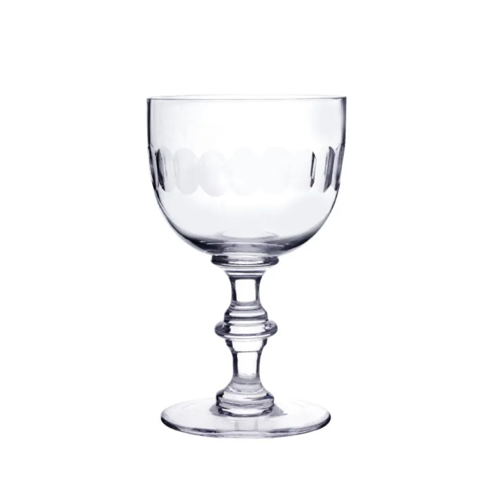 Crystal Wine Goblets with Lens Design, Set of Four