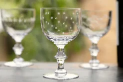 Crystal Wine Goblets with Stars Design, Set of Four