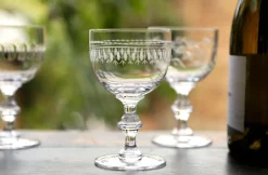 Crystal Wine Goblets with Ovals Design, Set of Four