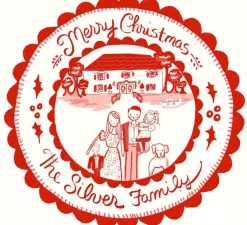 Custom Christmas Sticker Gift Tags - House and Family