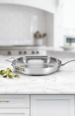 Custom-Clad 5-Ply 12" Fry Pan with Helper Handle in Stainless Steel