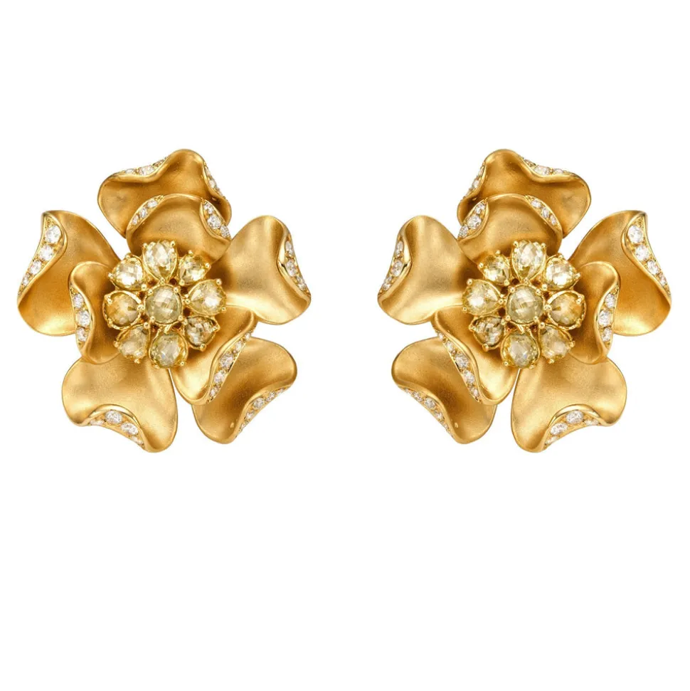 Daffodil Diamond Stud Earrings