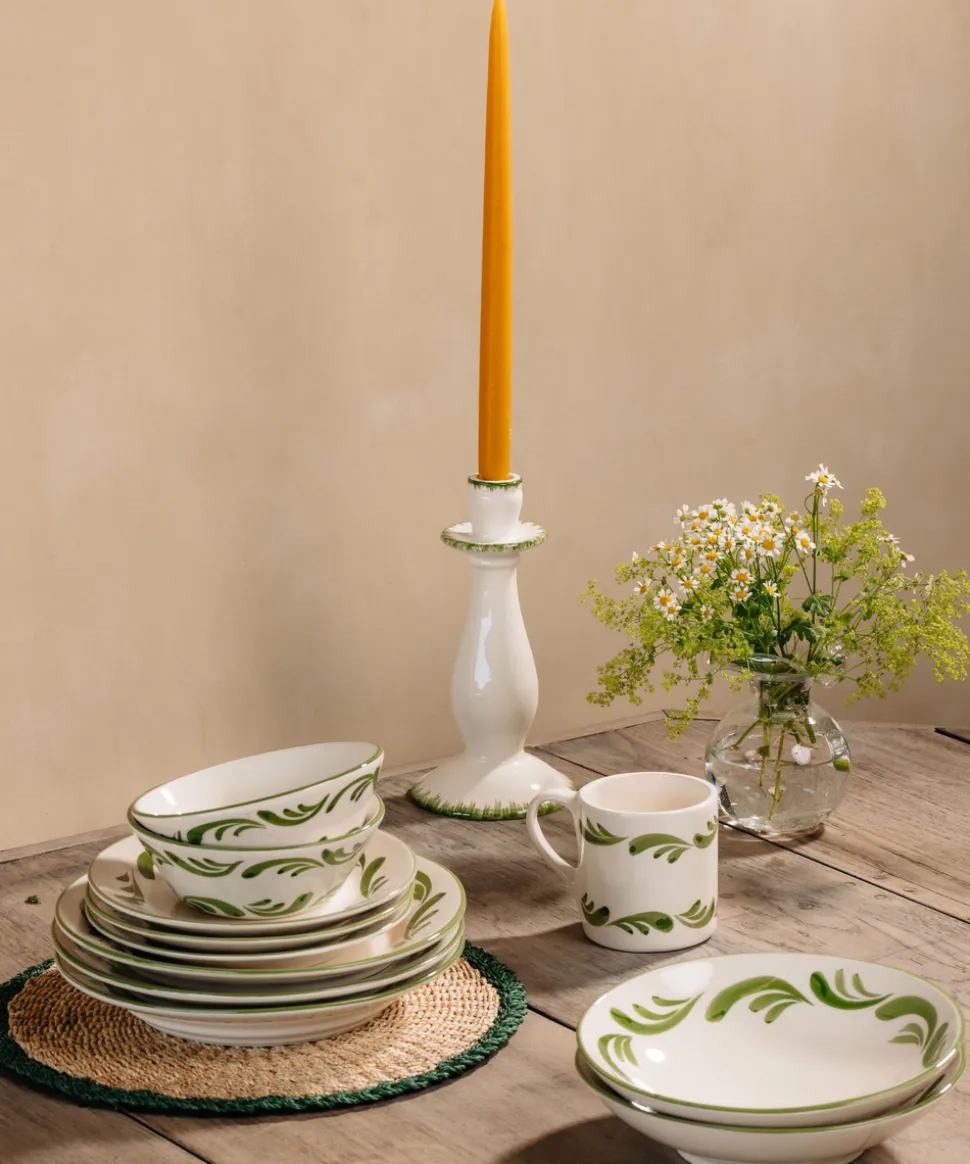 Daisy Candlestick in Leaf Green