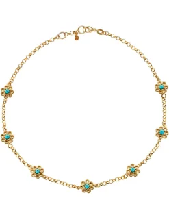 Daisy Chain Necklace in Gold & Turquoise