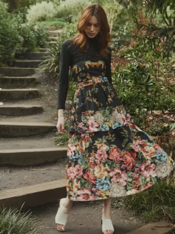 Daisy Dress in Black Victorian Floral