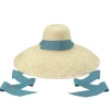 Daisy Sun Hat With French Blue Grosgrain Ribbon