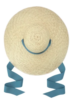 Daisy Sun Hat With French Blue Grosgrain Ribbon