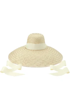 Daisy Sun Hat with Long Ivory Grosgrain Ribbon