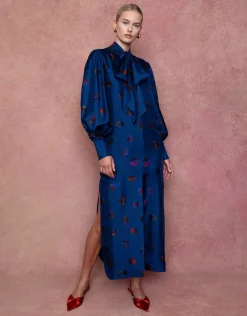 Dakota Twill Midi Dress in Petal Cloud Navy