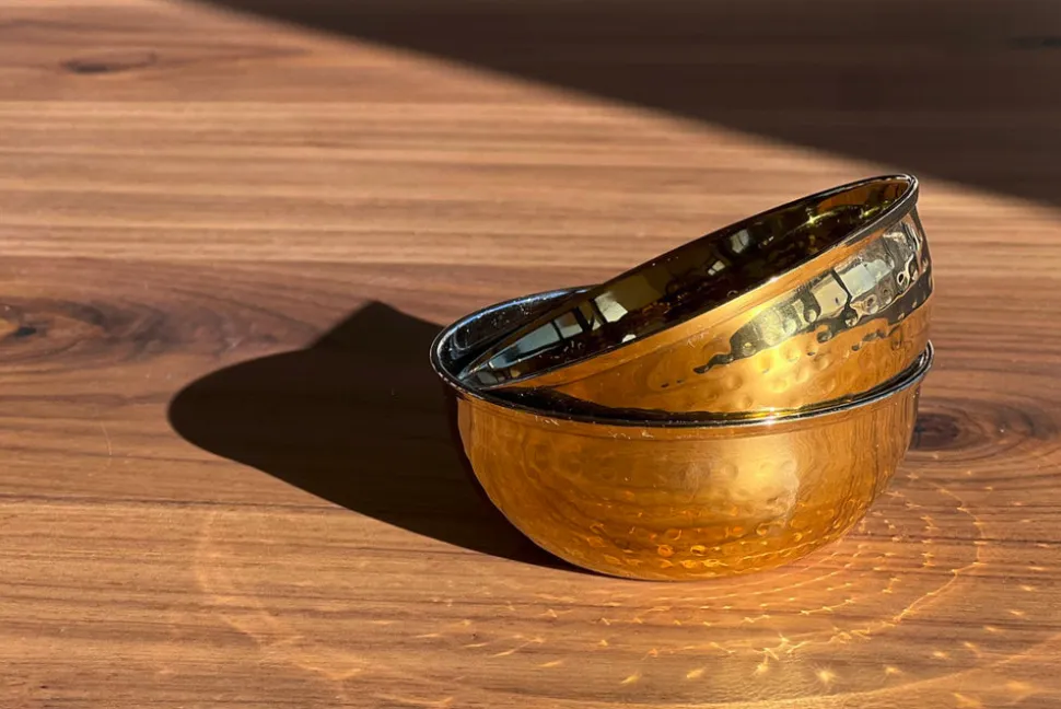 Dal Serving Bowl, Set of 4 in Hammered Stainless Steel