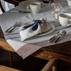 Danish Stripe 52" Table Square in Taupe