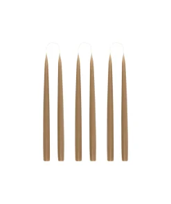 Danish Taper Candles in Nougat, Set of 6