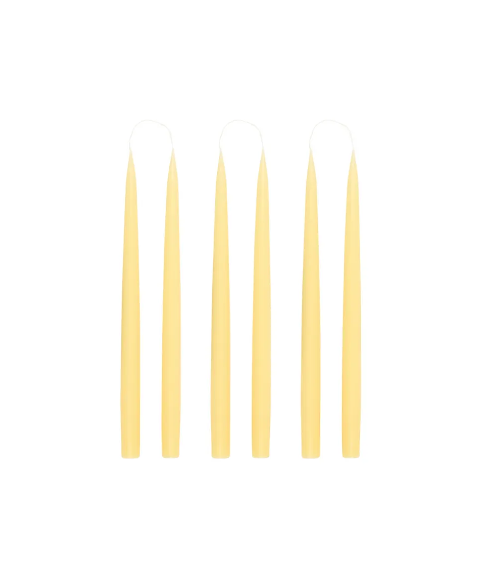 Danish Taper Candles in Pastel Yellow, Set of 6