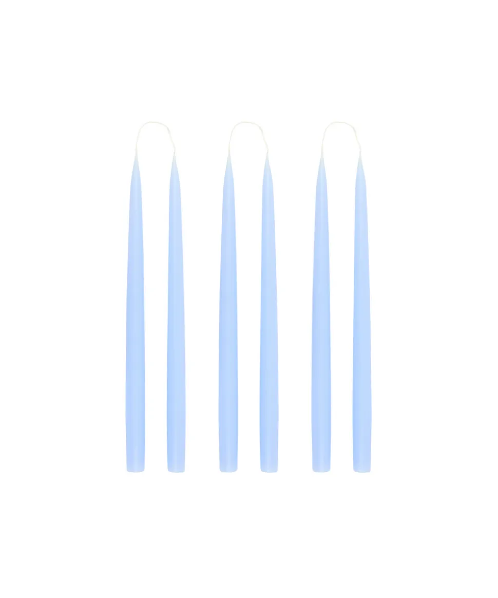 Danish Taper Candles in Powder Blue, Set of 6