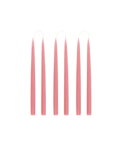 Danish Taper Candles in Rose, Set of 6