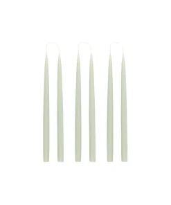 Danish Taper Candles in Sage Green, Set of 6