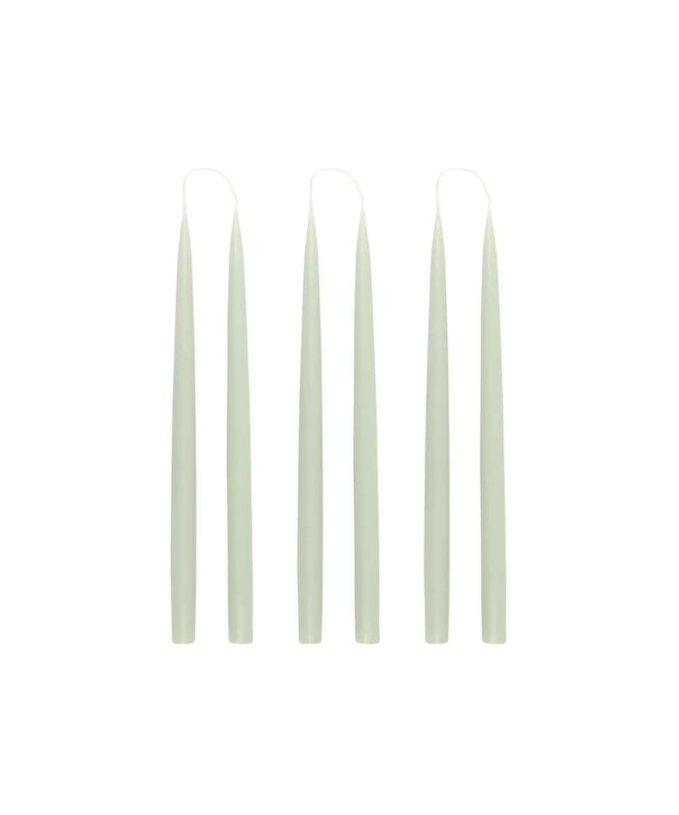 Danish Taper Candles in Sage Green, Set of 6