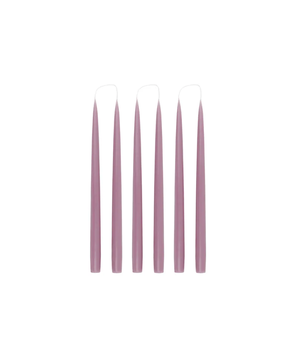 Danish Taper Candles in Thistle Purple, Set of 6