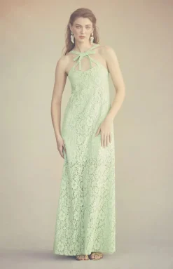 Daphne Dress in Tea Green Lace
