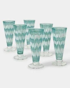 D’Ascoli Donatello Flute Glasses in Turquoise, Set of 6