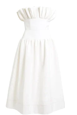 Demetra White Moire Midi Dress