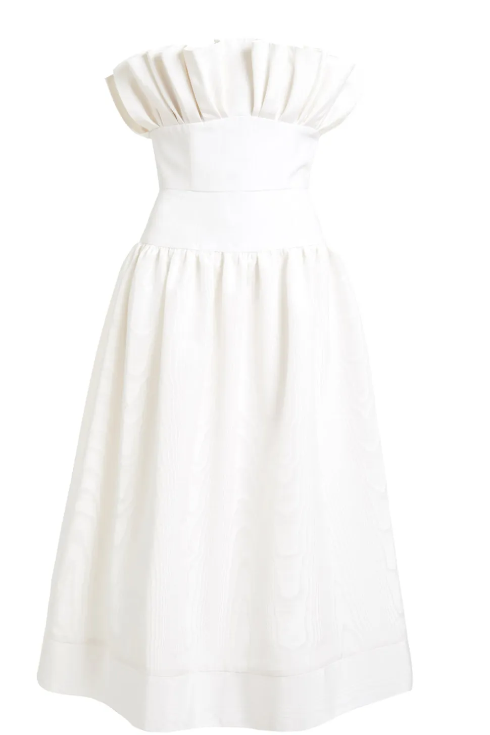 Demetra White Moire Midi Dress