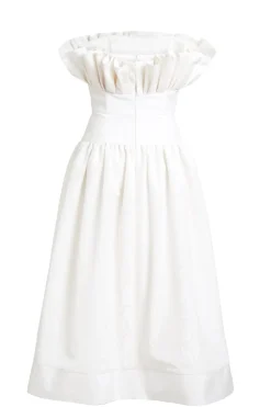Demetra White Moire Midi Dress
