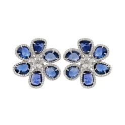 Desert Blooms Mariposa Blue Sapphire Stud Earrings