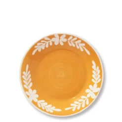 Dessert Plate With White Floral Trim in Marigold