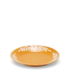Dessert Plate With White Floral Trim in Marigold