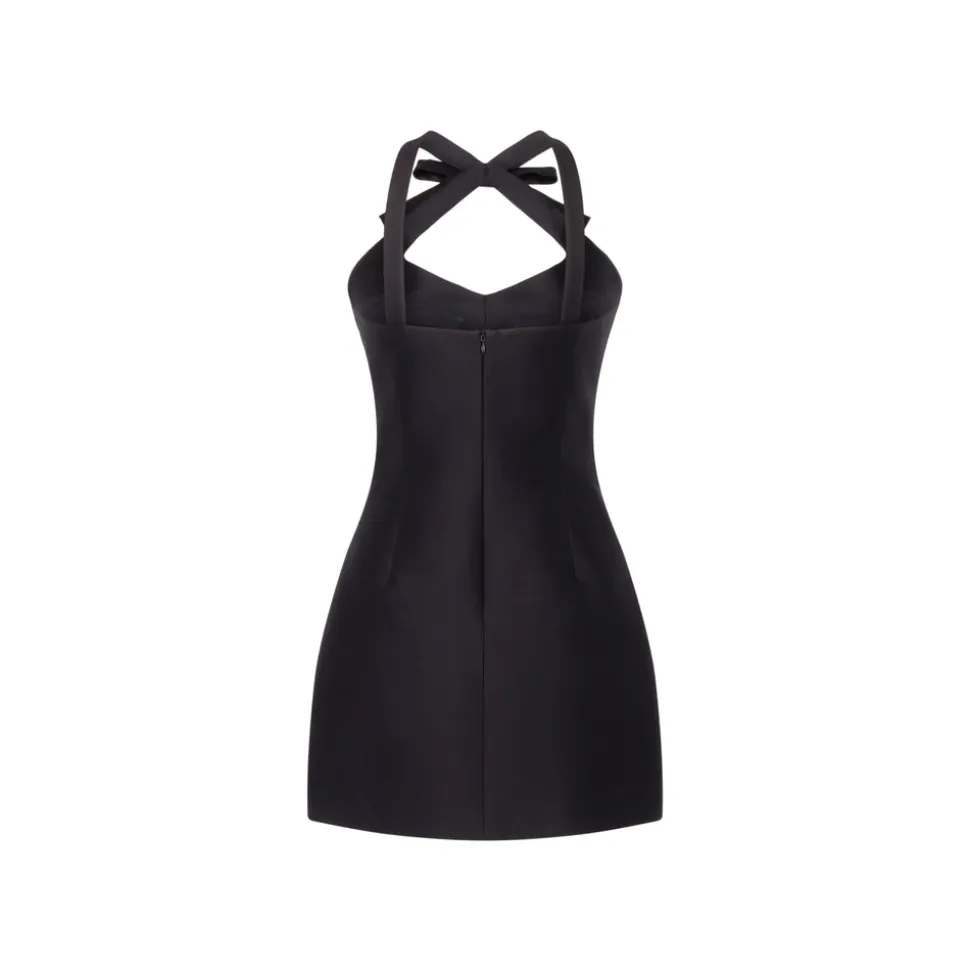 Devi Dress in Black Silk Wool