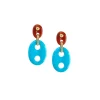 Diamond & Stone Mariner Link Earrings in Turquoise & Carnelian