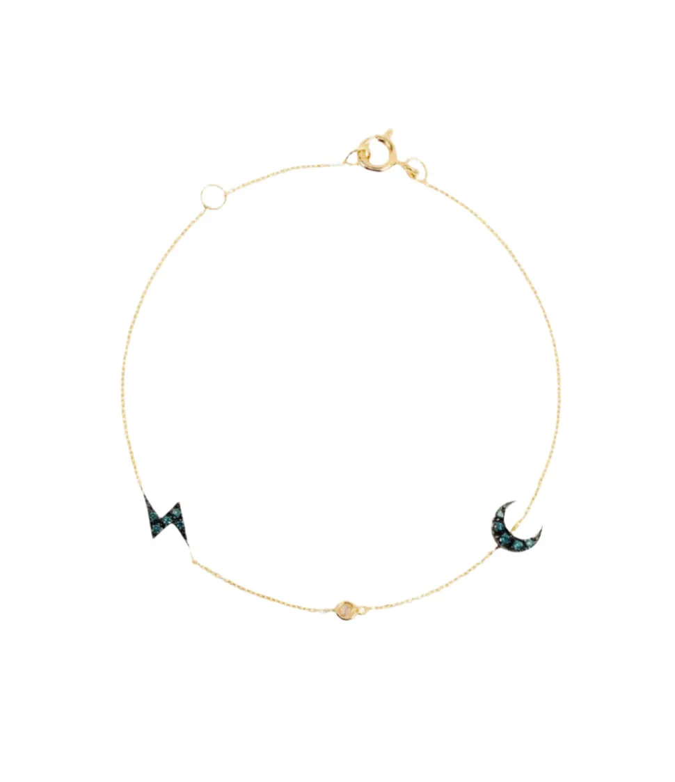 Diamond Bolt & Moon Bracelet