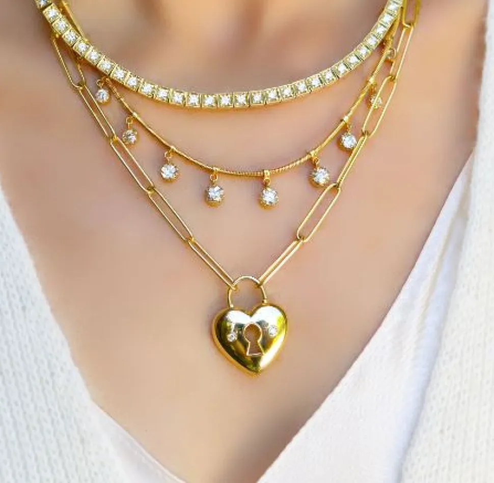 Diamond Pickle Ball Necklace