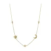 Diamond Star and Moon Necklace