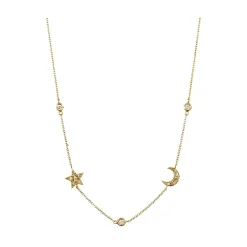 Diamond Star and Moon Necklace