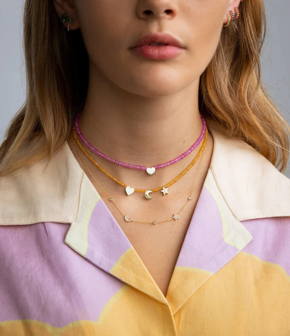 Diamond Star and Moon Necklace