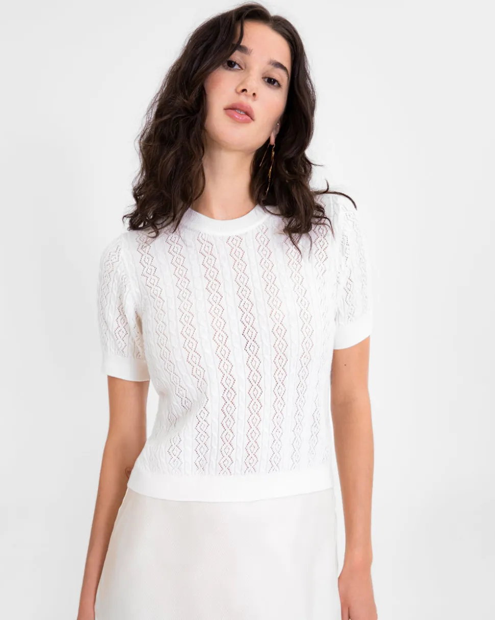 Diane Knit Top in Cream