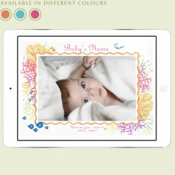 Digital Coral Birth Announcement with Photo