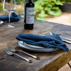 Dinner Plates in Navy Rim