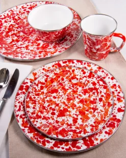 Dinner Plates in Red Swirl, Set of 4