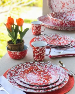 Dinner Plates in Red Swirl, Set of 4