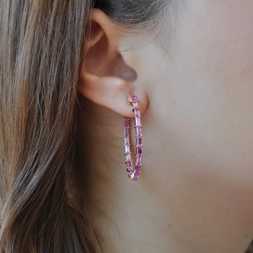 Dolce Pink Sapphire Hoop Earrings