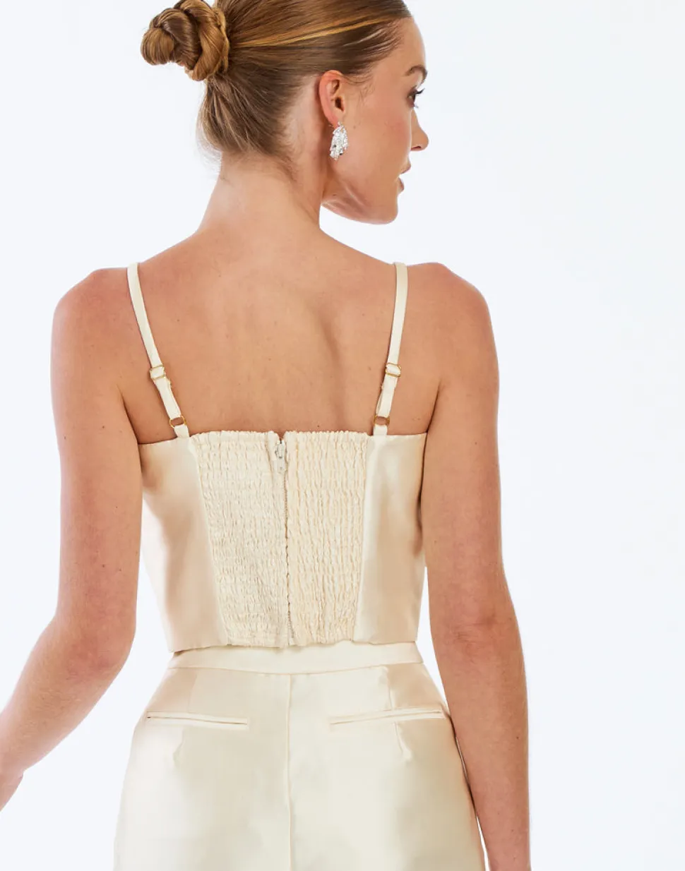 Dominique Flower Top in Ivory