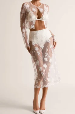 Dominique Midi Skirt in Ivory