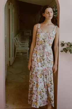 Double Drawstring Dress in Multi Floral