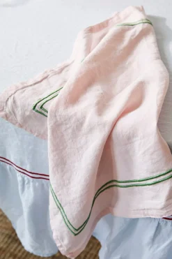 Double Piped Linen Napkins in Pink, Set of Four