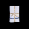 Double Piped Linen Napkins in White, Set of Four