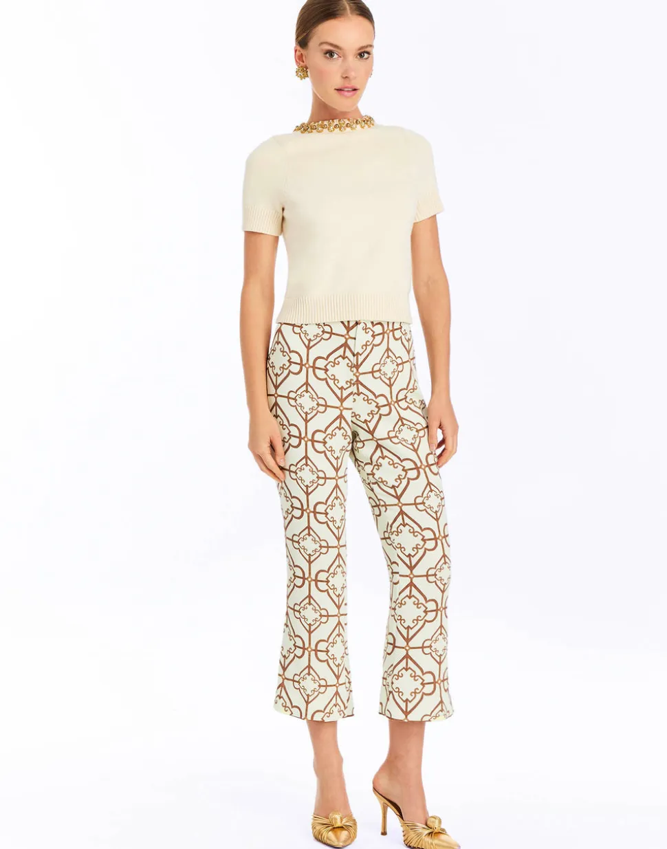 Drew Crew-Neck Sweater in Panna Cotta Ivory